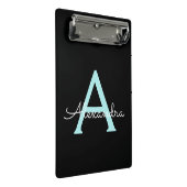 Aqua Teal Blauwe Script Meisjesnaam Monogram Mini Klembord (Schuin)
