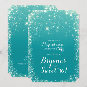 Aqua Teal Blauwe Sterrennacht Hemel Hemels Zoete 1 Kaart