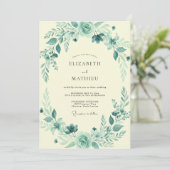 Aqua Teal Botanische Bruiloft Kaart (Staand voorkant)