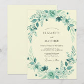 Aqua Teal Botanische Bruiloft Kaart (Voorkant / Achterkant)