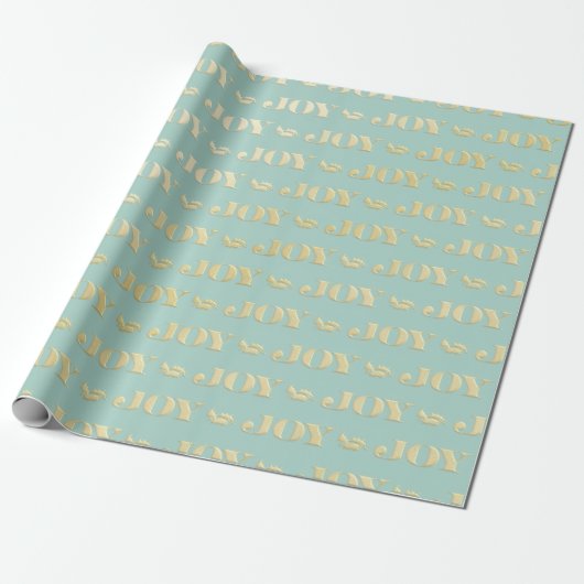 Aqua & Teal Christmas Wrapping Paper with Gold Acc Cadeaupapier (Uitgerold)