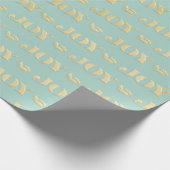 Aqua & Teal Christmas Wrapping Paper with Gold Acc Cadeaupapier (Hoek)