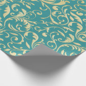 Aqua & Teal Christmas Wrapping Paper with Gold Acc Cadeaupapier (Hoek)