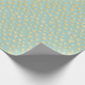 Aqua & Teal Christmas Wrapping Paper with Gold Acc Cadeaupapier (Hoek)