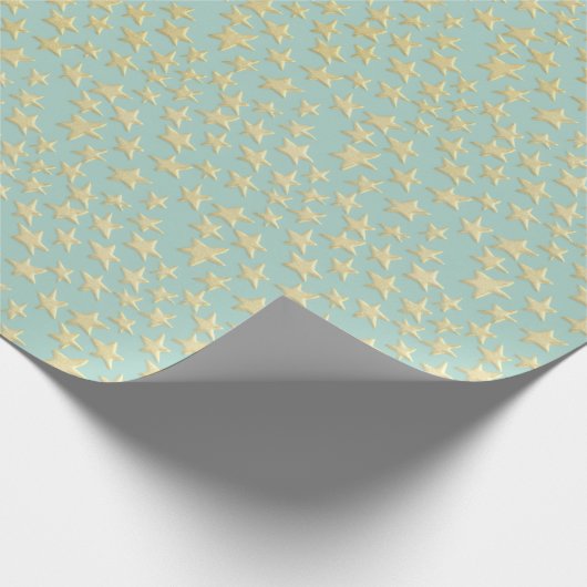 Aqua & Teal Christmas Wrapping Paper with Gold Acc Cadeaupapier (Hoek)