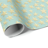 Aqua & Teal Christmas Wrapping Paper with Gold Acc Cadeaupapier (Rol Hoek)
