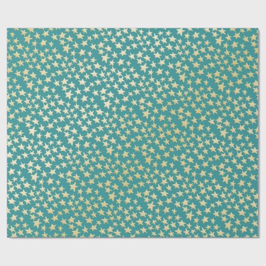 Aqua & Teal Christmas Wrapping Paper with Gold Acc Cadeaupapier (Vlak)