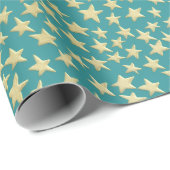 Aqua & Teal Christmas Wrapping Paper with Gold Acc Cadeaupapier (Rol Hoek)