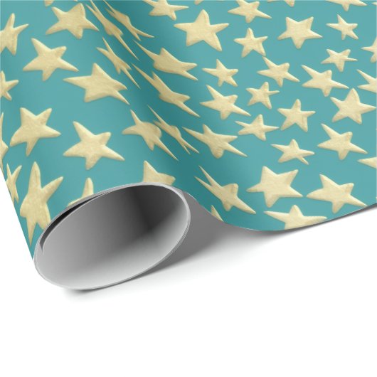 Aqua & Teal Christmas Wrapping Paper with Gold Acc Cadeaupapier (Rol Hoek)