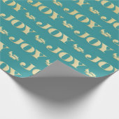 Aqua & Teal Christmas Wrapping Paper with Gold Acc Cadeaupapier (Hoek)