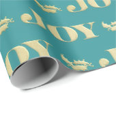 Aqua & Teal Christmas Wrapping Paper with Gold Acc Cadeaupapier (Rol Hoek)