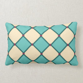 Aqua Teal Crème Art Deco Stijl Lenden Kussen