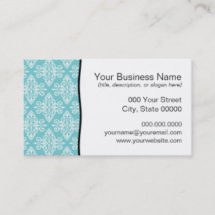 Aqua Teal en Witte Damast Visitekaartje