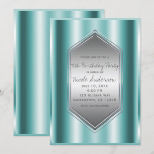 Aqua Teal Glans Verjaardagsfeest Elke Gebeurtenis Kaart