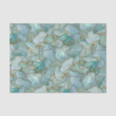 Aqua Teal Goud Aquarel Marmer Glas Tissuepapier (Voorkant)