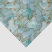 Aqua Teal Goud Aquarel Marmer Glas Tissuepapier (Detail)