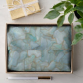 Aqua Teal Goud Aquarel Marmer Glas Tissuepapier (Geschenk)