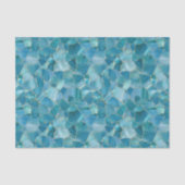 Aqua Teal Goud Waterverf Mozaïek Glas in Lood Tissuepapier (Voorkant)