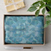 Aqua Teal Goud Waterverf Mozaïek Glas in Lood Tissuepapier (Geschenk)