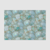 Aqua Teal Goud Waterverf Mozaïek Zee Glas  Tissuepapier (Voorkant)