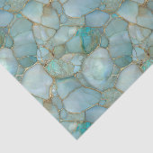 Aqua Teal Goud Waterverf Mozaïek Zee Glas  Tissuepapier (Detail)