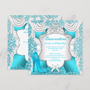 Aqua Teal Hoge Hakken Prinses Quinceanera 15e Verj Kaart