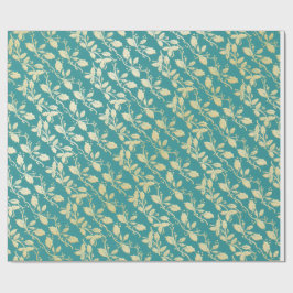 Aqua & Teal Kerst Inpakpapier met Gouden Accenten