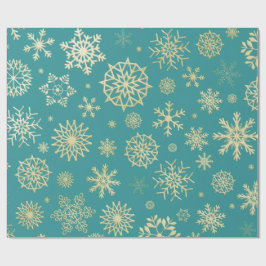 Aqua & Teal Kerst Inpakpapier met Gouden Accenten