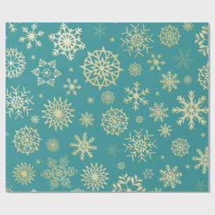 Aqua & Teal Kerst Inpakpapier met Gouden Accenten