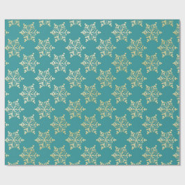 Aqua & Teal Kerst Inpakpapier met Gouden Accenten