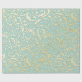 Aqua & Teal Kerst Inpakpapier met Gouden Accenten