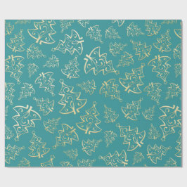 Aqua & Teal Kerst Inpakpapier met Gouden Accenten