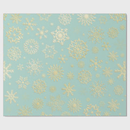 Aqua & Teal Kerst Inpakpapier met Gouden Accenten