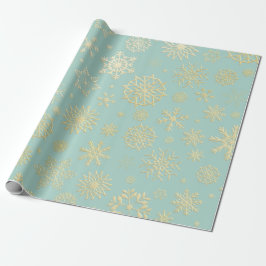 Aqua & Teal Kerst Inpakpapier met Gouden Accenten