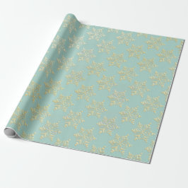 Aqua & Teal Kerst Inpakpapier met Gouden Accenten