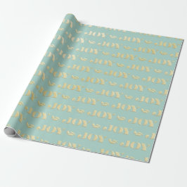 Aqua & Teal Kerstcadeaupapier met Gouden Accenten Cadeaupapier
