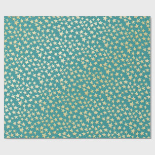 Aqua & Teal Kerstcadeaupapier met Gouden Accenten Cadeaupapier