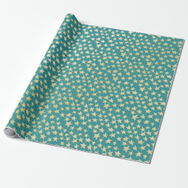 Aqua & Teal Kerstcadeaupapier met Gouden Accenten Cadeaupapier