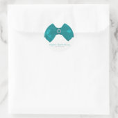 Aqua Teal Lint & Diamanten Bruiloft Feest Elegant Ronde Sticker (Tas)