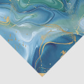 Aqua Teal Mint Goud Waterverf Abstract Decoupage  Tissuepapier (Detail)