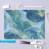 Aqua Teal Mint Goud Waterverf Abstract Decoupage  Tissuepapier (Craft)
