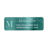 Aqua Teal Moderne Handtekening Monogram Etiket (Voorkant)