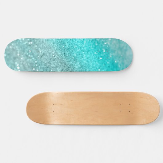 Aqua Teal Ocean Glitter #1 Persoonlijk Skateboard (Horizontaal)