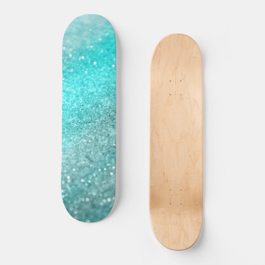 Aqua Teal Ocean Glitter #1 Persoonlijk Skateboard (Voorkant)
