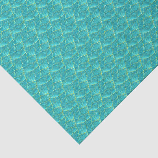 Aqua Teal Turquoise Nepgoudblad Schelp Decoupage Tissuepapier (Detail)