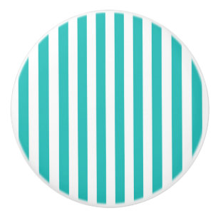 Aqua Teal Turquoise Vertiële Streep Ladeschrank Keramische Knop