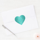 Aqua Teal Vintage Grunge Damask Patroon Hart Sticker (Envelop)