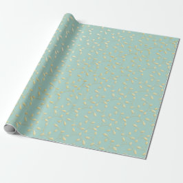 Aqua & Teal Xmas Wrapping Paper with Gold Accents Cadeaupapier