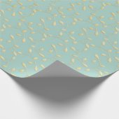 Aqua & Teal Xmas Wrapping Paper with Gold Accents Cadeaupapier (Hoek)