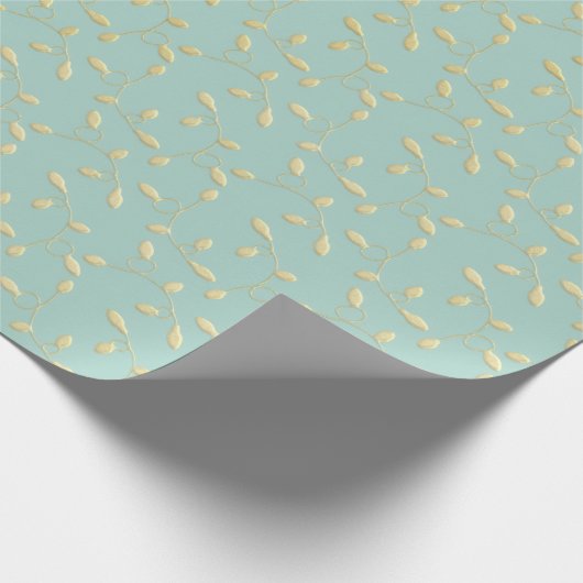Aqua & Teal Xmas Wrapping Paper with Gold Accents Cadeaupapier (Hoek)
